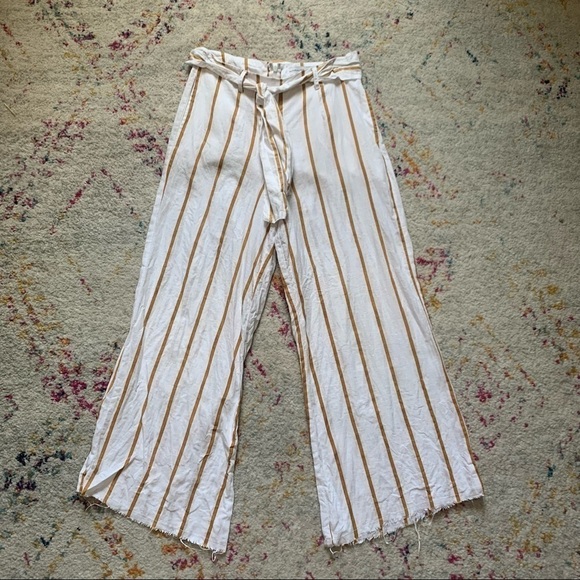 Faithfull The Brand Striped Linen Pants in Yellow & White sz 4 - Picture 2 of 4